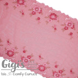 Rosy Ribbons, 12", Red, Lace, Rigid Lace, per 1 yard - Gigi's Bra Supply