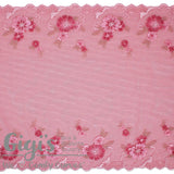 Rosy Ribbons, 12", Red, Lace, Rigid Lace, per 1 yard - Gigi's Bra Supply
