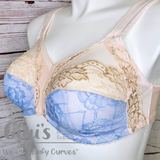 Lace, Stretch Lace, 9" Bluebird Shimmer Floral Stretch Lace, 9 inch