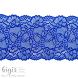 Lace, Stretch Lace, 6" Royal Blue with White Stretch Lace, 6 inch