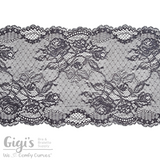 Lace, Stretch Lace, 6" Smoky Blue Gray Floral Stretch Lace, 6 inch