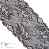 Lace, Stretch Lace, 6" Smoky Blue Gray Floral Stretch Lace, 6 inch