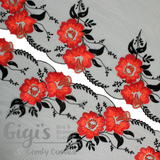 Tulle, Crimson Scarlet Midnight Floral Tulle, 9.5"