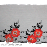 Tulle, Crimson Scarlet Midnight Floral Tulle, 9.5"
