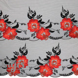 Tulle, Crimson Scarlet Midnight Floral Tulle, 9.5" - Gigis Bra Supply