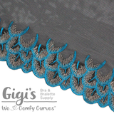 Tulle, Teal and Black Feathers Tulle, 9"