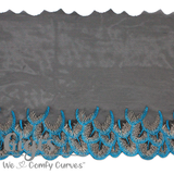 Tulle, Teal and Black Feathers Tulle, 9"