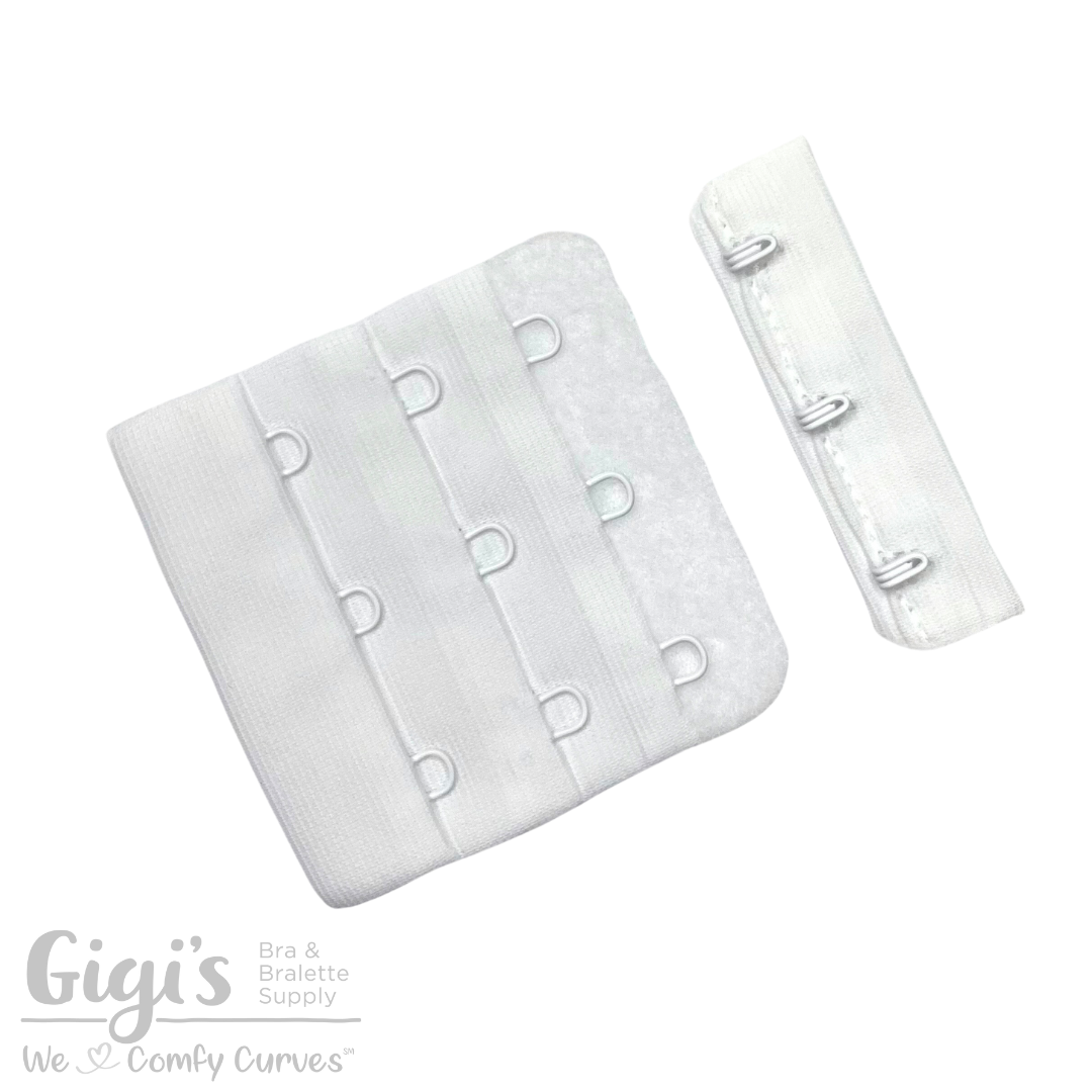 White Covered Hooks & Eye Sewing Closure for Bra Back Repair Sewing Hooks  for Bra, 1-1/2” 1 Set in a Pack