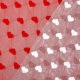 Fabric, Stretch Tulle Fabric, Hearts on Tulle Stretch Fabric 1/2 Yard