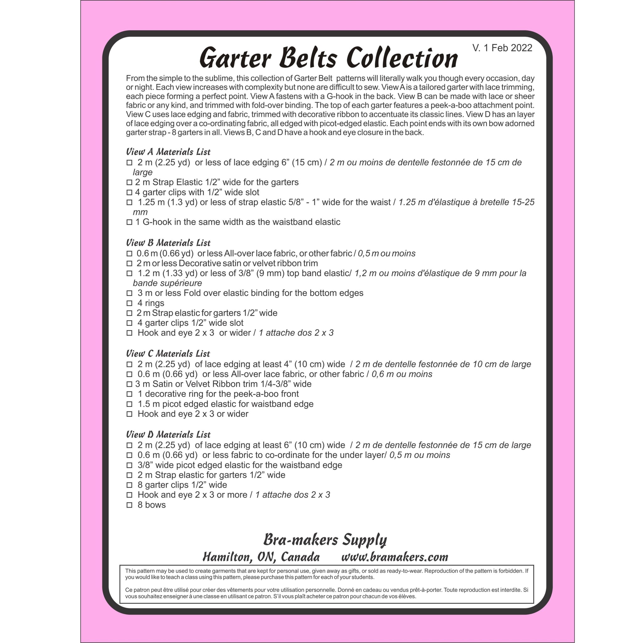 Garter Belts Pattern, Bra-Makers Supply Gigis Bra Supply Garter Belts Pattern, Bra-Makers Supply Gigis Bra Supply