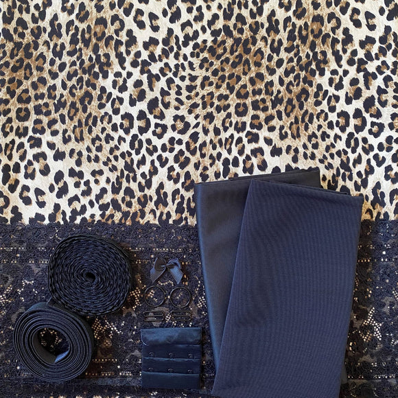 Bra Kit, Leopard and Black Full Kits (Fabric and Findings)
