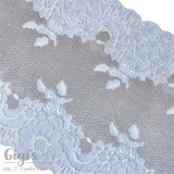 Lace, Stretch Lace, 8" White and Cashmere Floral Stretch Lace, 8 inch