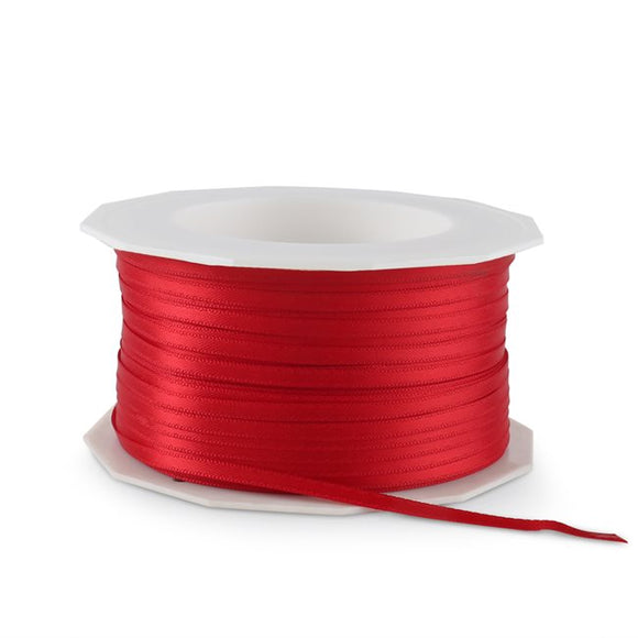 Red Double Faced Satin Gown Ribbon, 1/2 Yard
