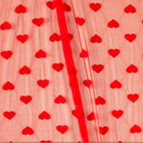 Fabric, Stretch Tulle Fabric, Hearts on Tulle Stretch Fabric 1/2 Yard