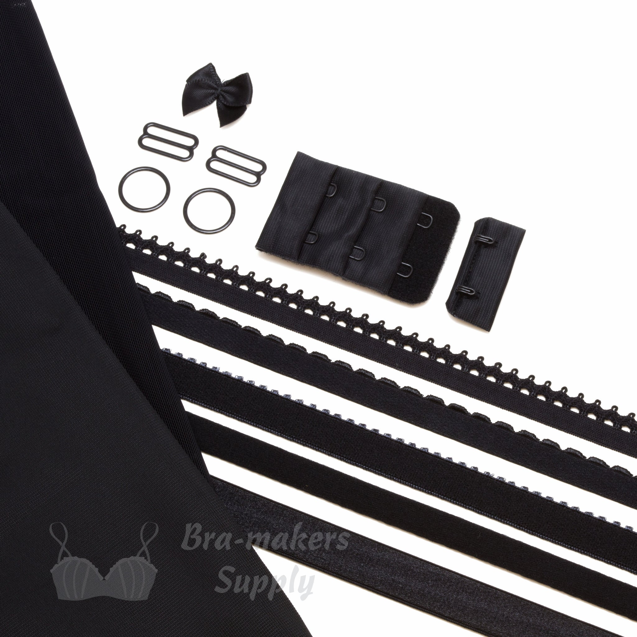 Bra Kit, Black Full Kit (Fabric and Findings)