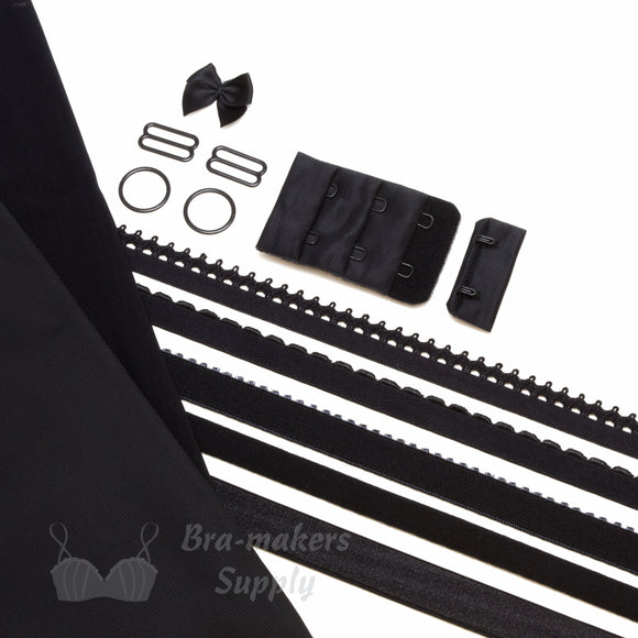 Bra Kit, Black Full Kit (Fabric and Findings) - Gigi's Bra Supply