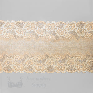 Lace, Stretch Lace, 6" Peach Floral Stretch Lace, 6 inch
