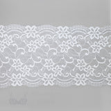 Lace, Stretch Lace, 6" White Floral Scalloped Stretch Lace, 6 inch